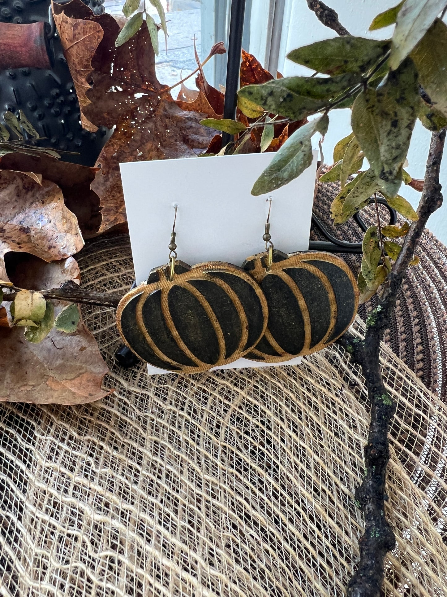 Black Pumpkin Dangle Earrings