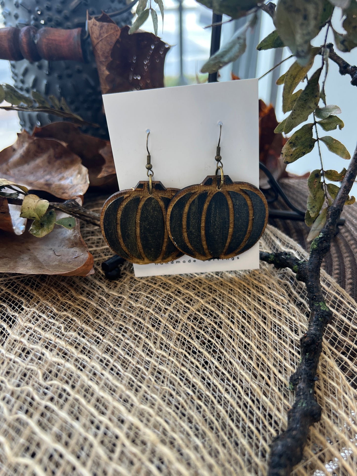 Black Pumpkin Dangle Earrings