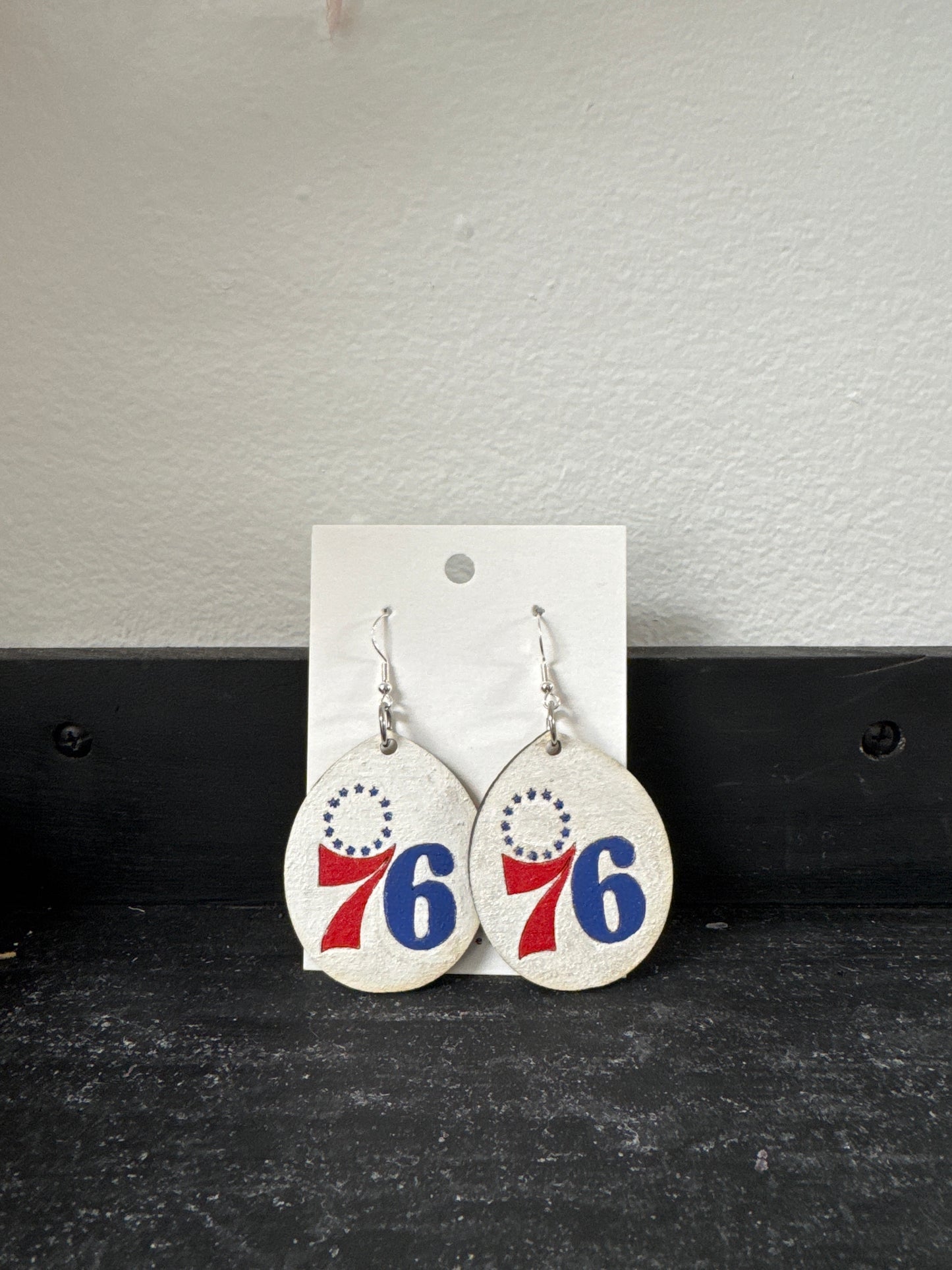 Sixers Dangle Wood Earrings