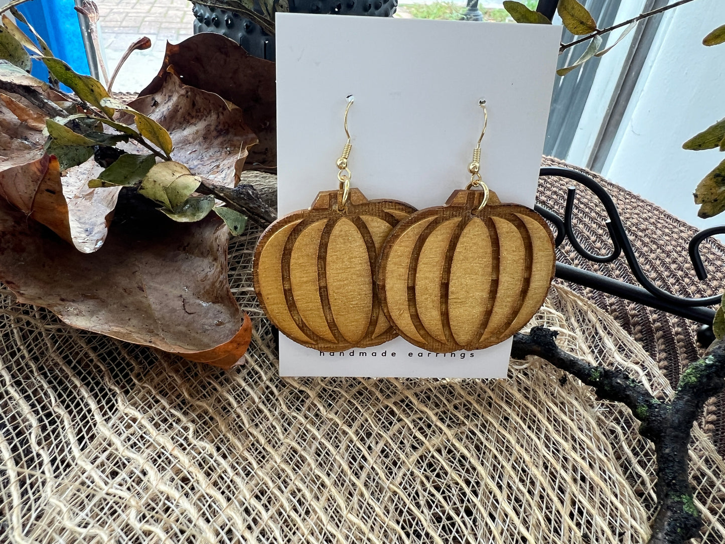 Gold Pumpkin Dangle Earrings
