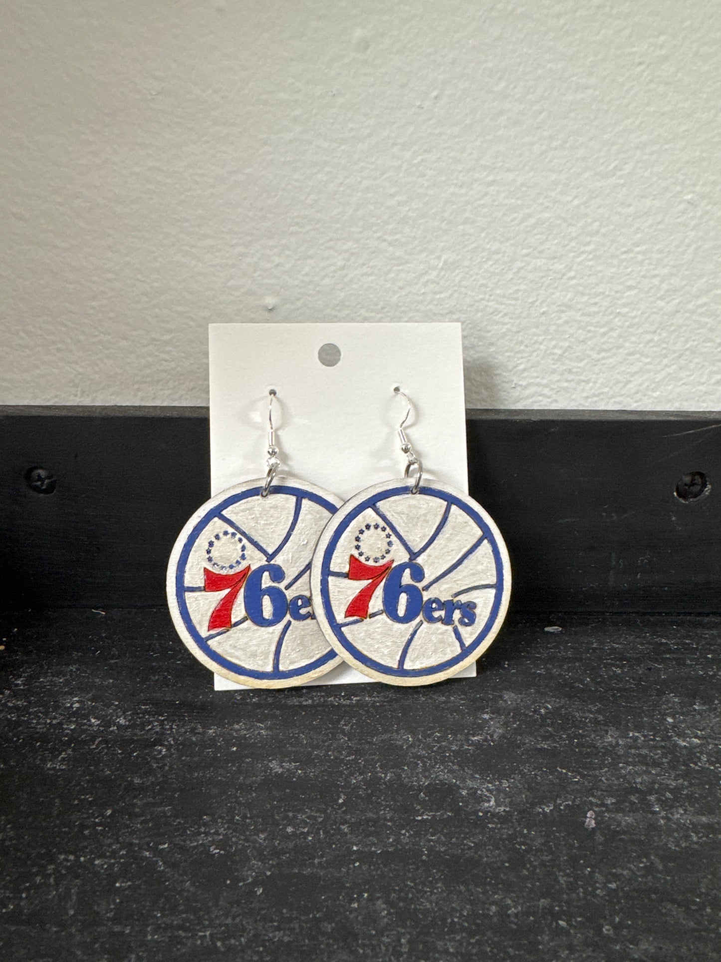 Sixers Dangle Wood Earrings