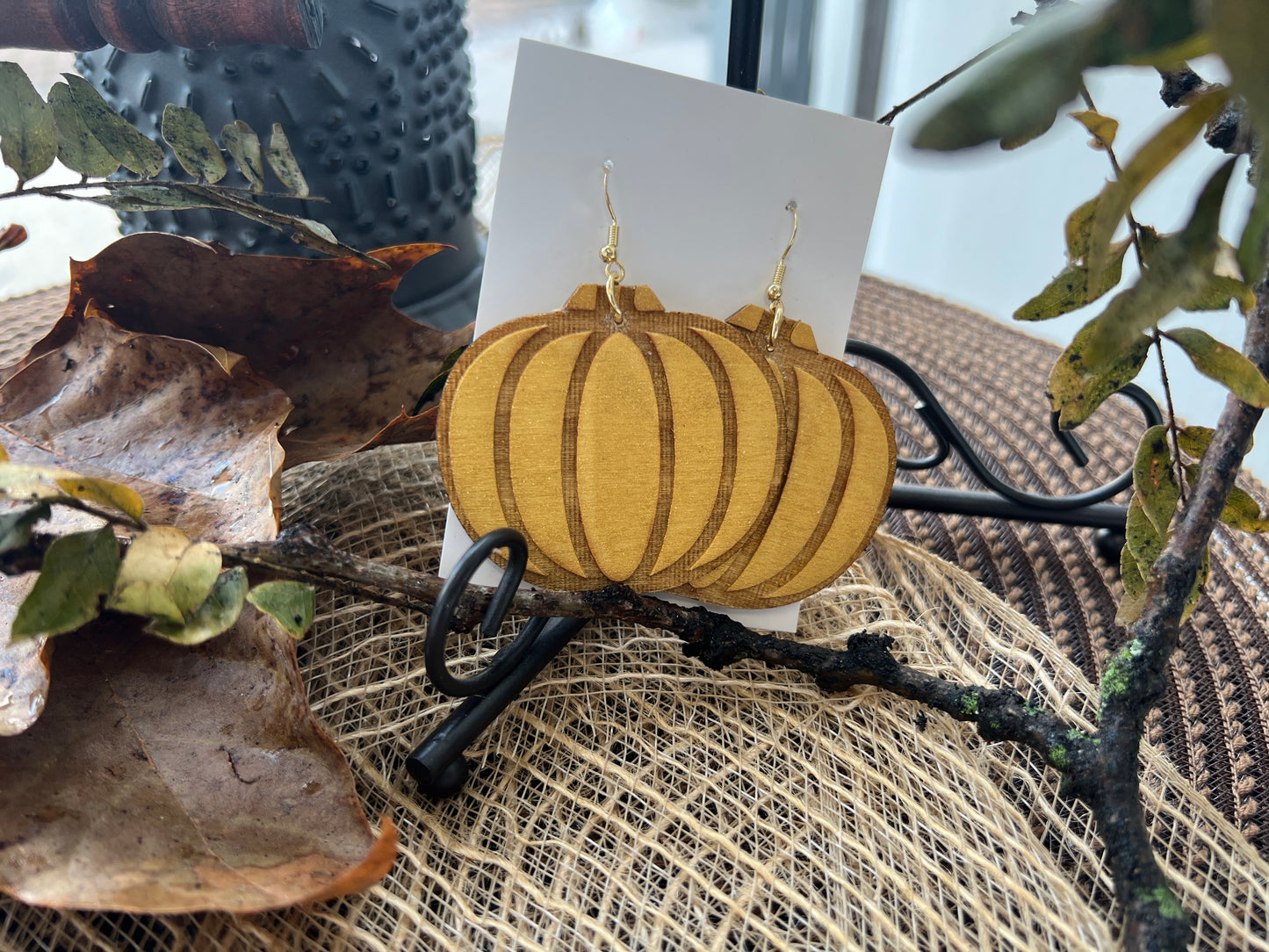 Gold Pumpkin Dangle Earrings