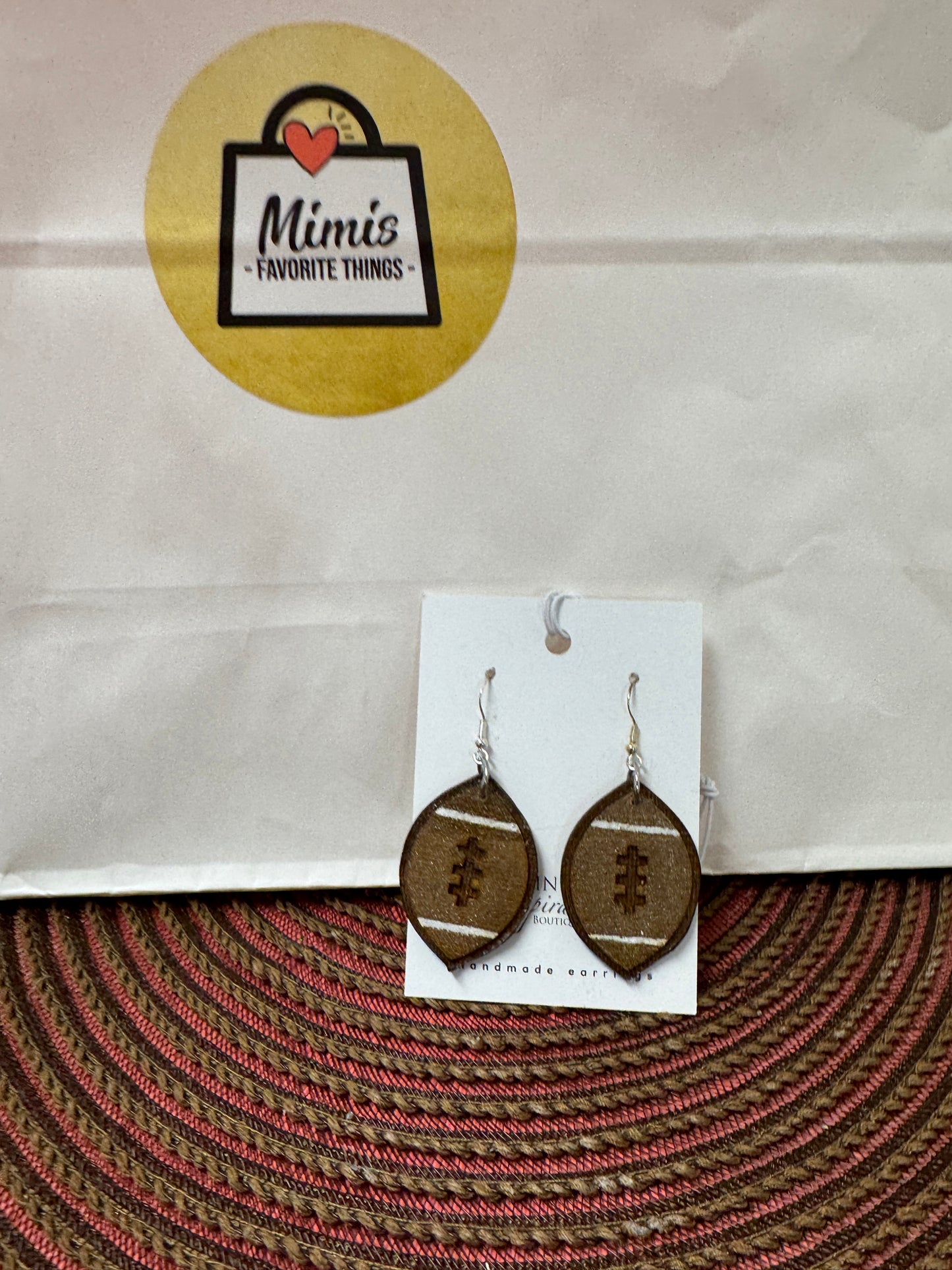 Football Dangle Wood Earrings