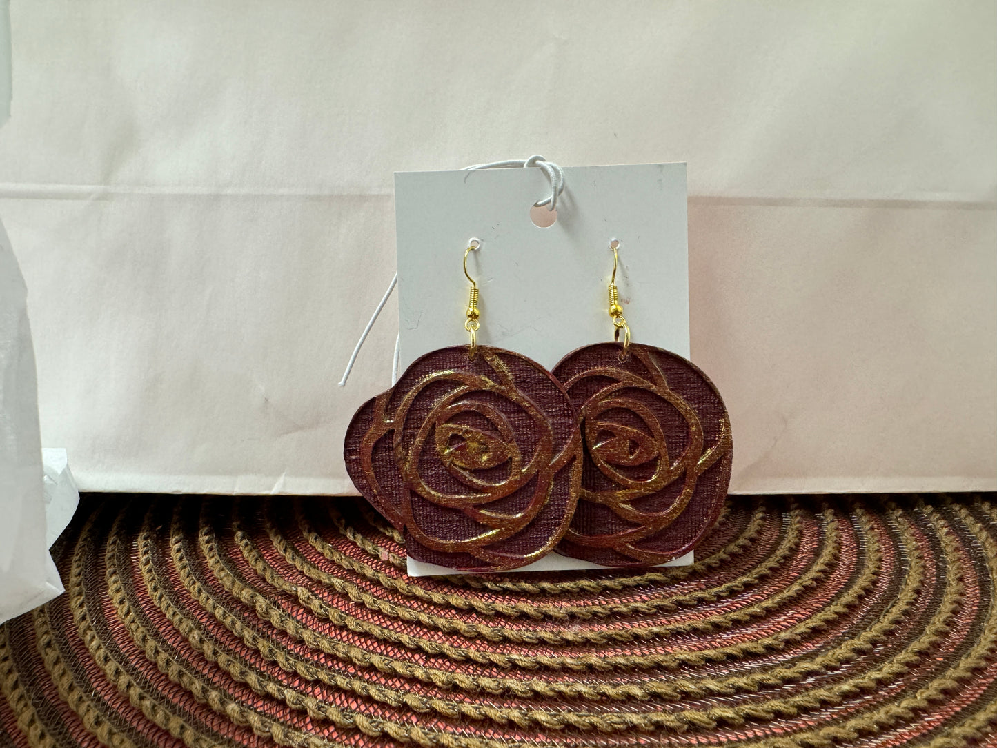 Wine Rose Dangle Earrings