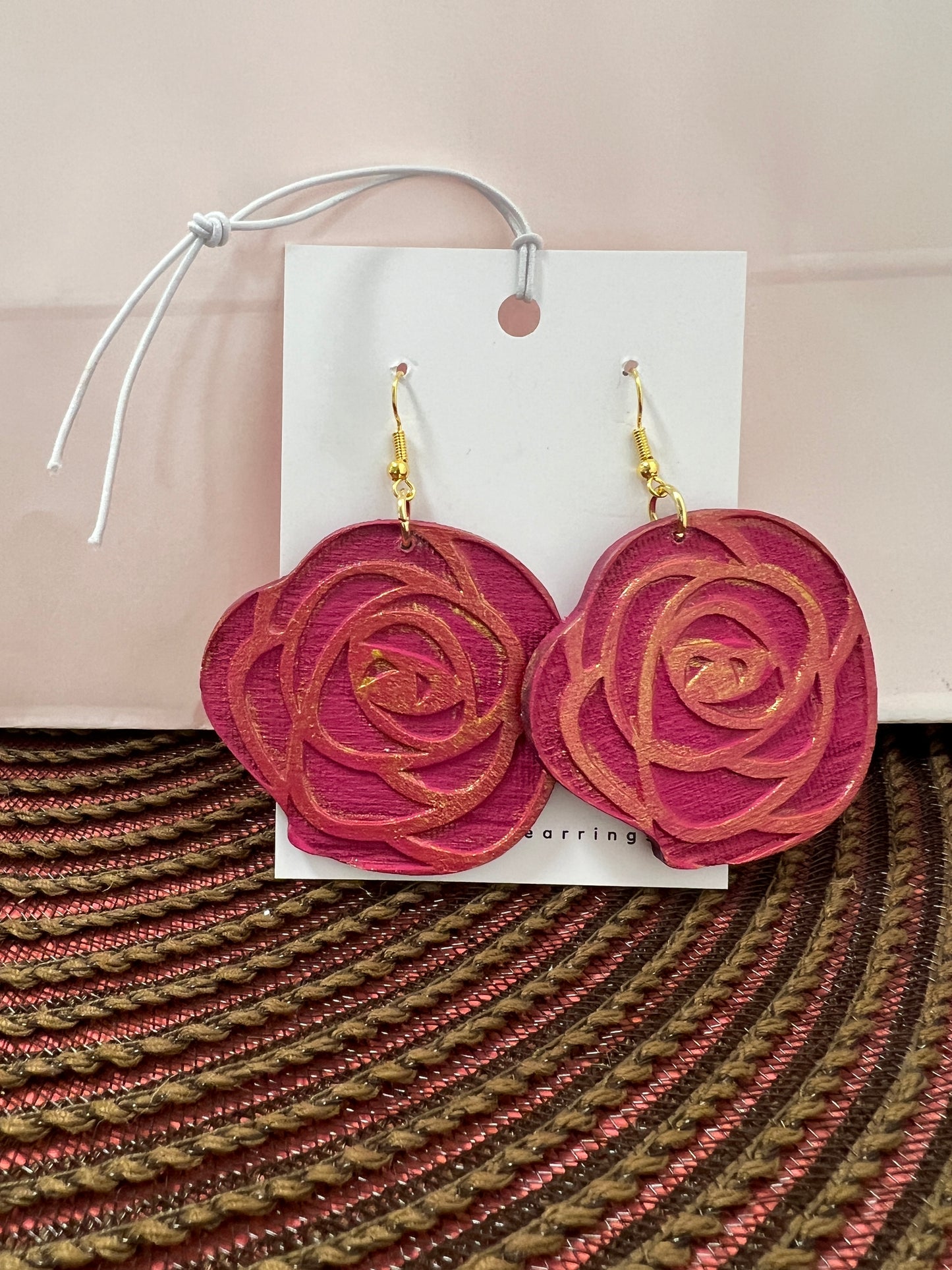Fuchsia Rose Dangle Earrings
