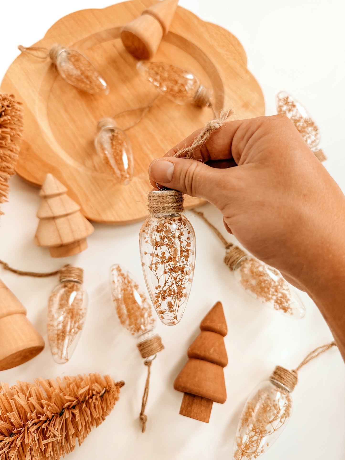 Dried Floral Bulb Ornaments| Boho Christmas Tree Decor