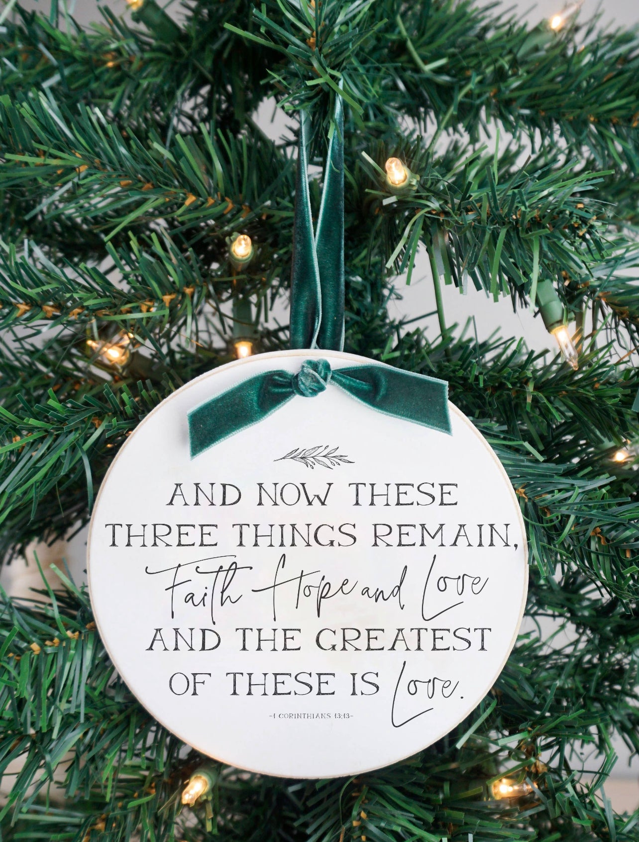 Faith Hope and Love Wooden Ornament