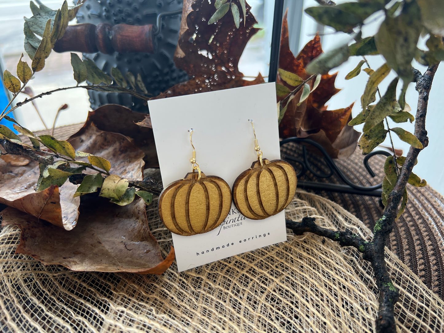 Gold Pumpkin Dangle Earrings