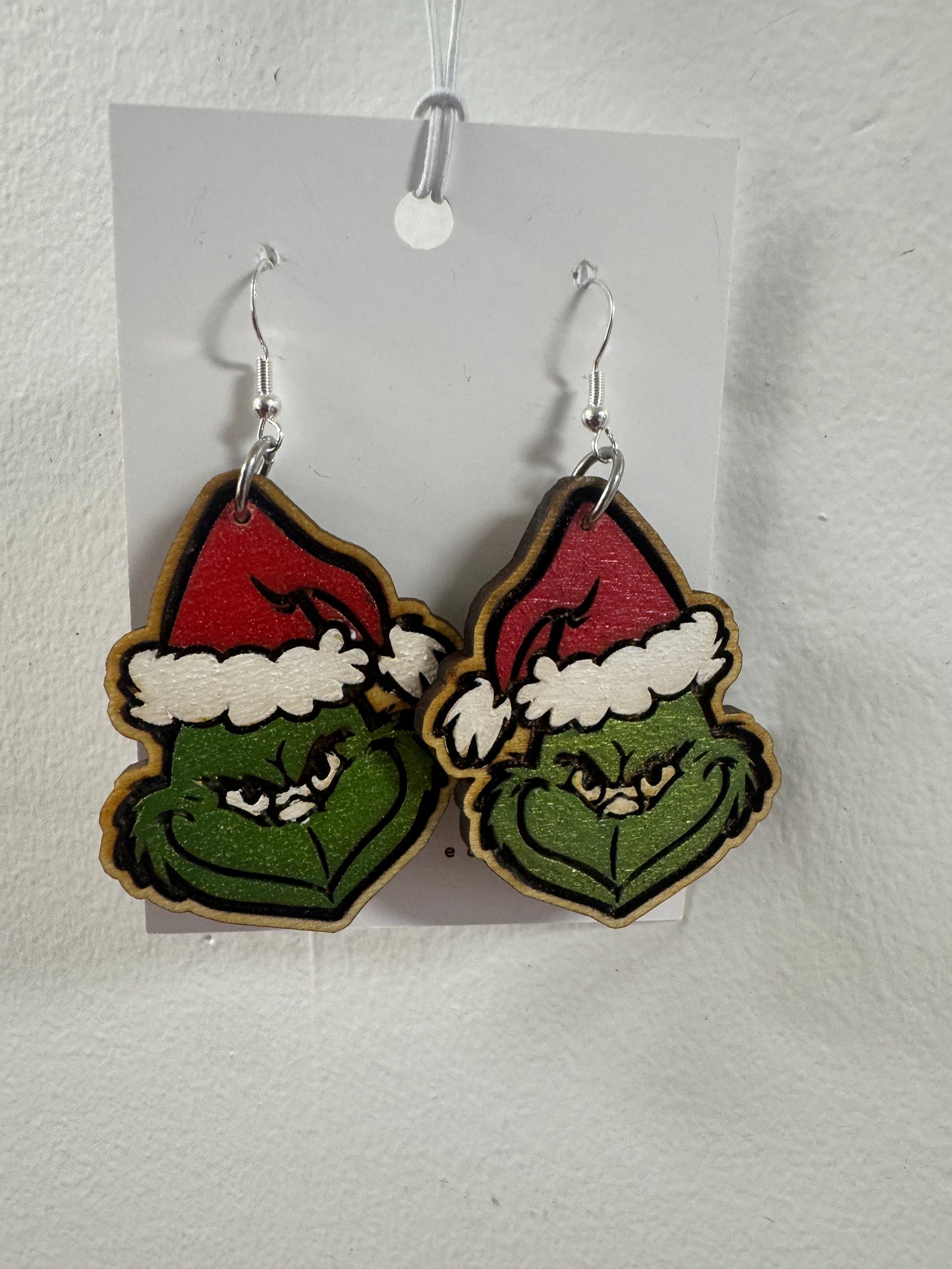 Grinch Wooden Christmas Earrings and Ornament