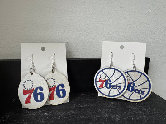 Sixers Dangle Wood Earrings