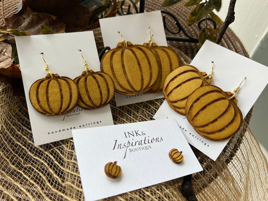 Gold Pumpkin Dangle Earrings