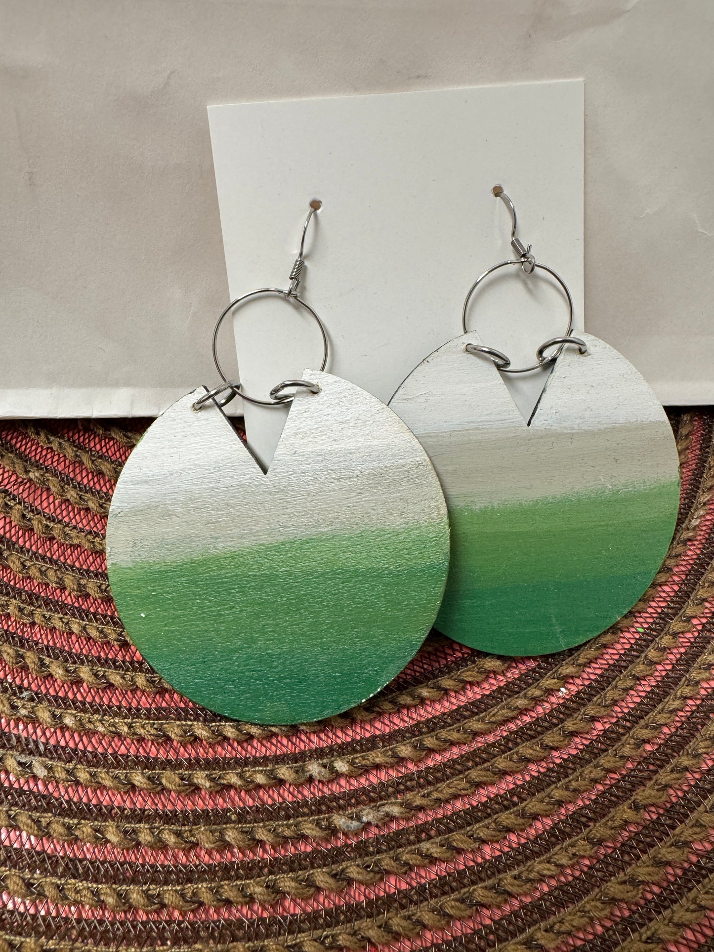 Eagles Green Dangle Wood Earrings