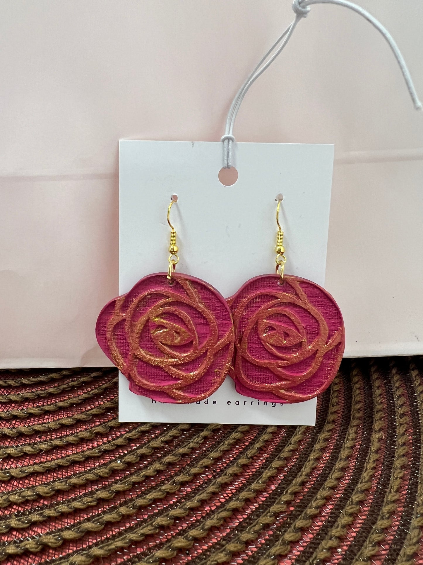 Fuchsia Rose Dangle Earrings