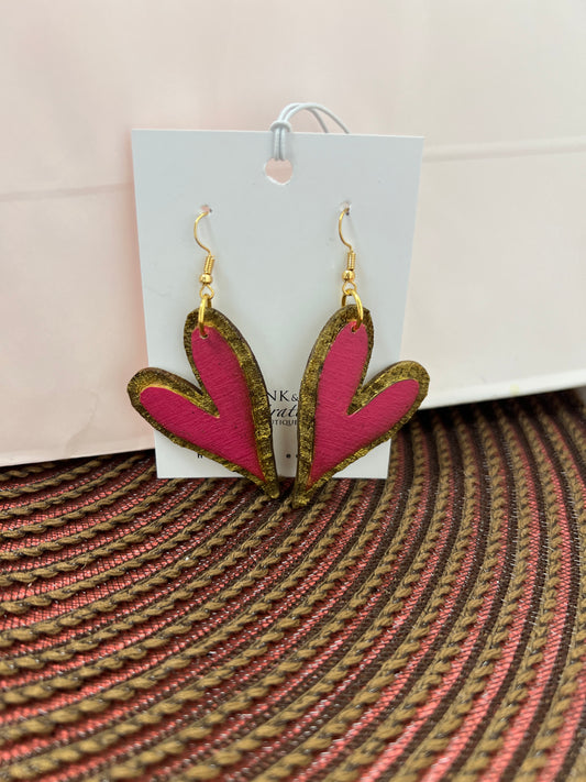 Fuchsia Heart Dangle Earrings