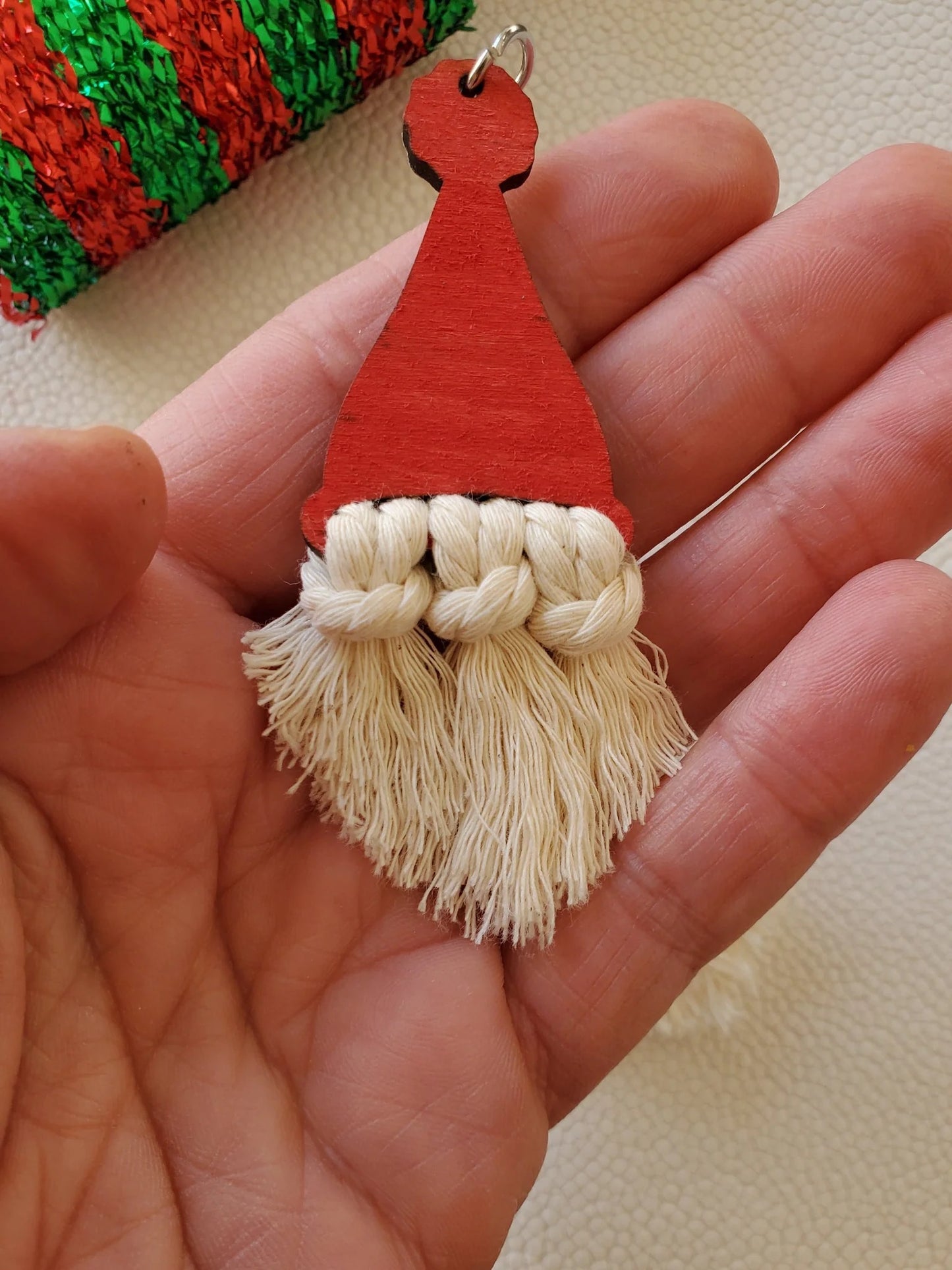 Gnome Santa Wood Christmas Earrings