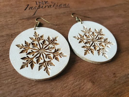 Boho Snow Wood Earrings