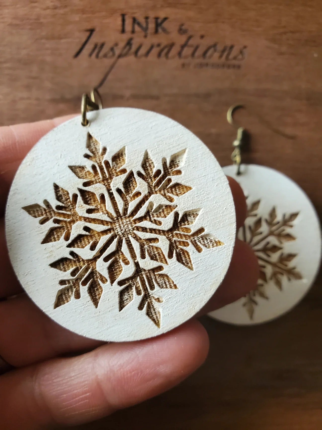 Boho Snow Wood Earrings