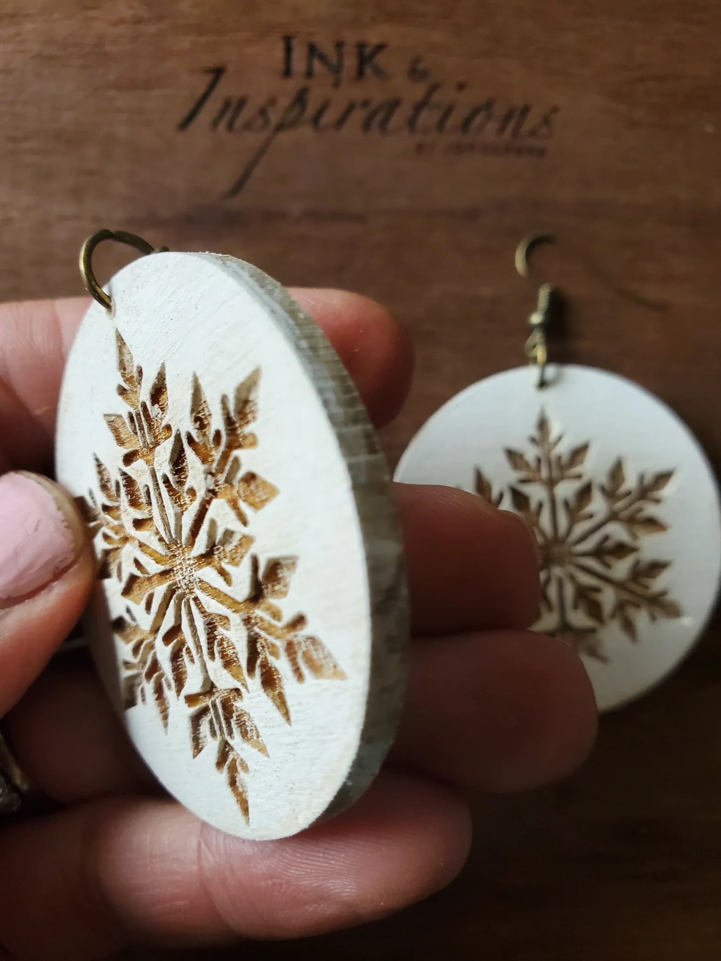 Boho Snow Wood Earrings