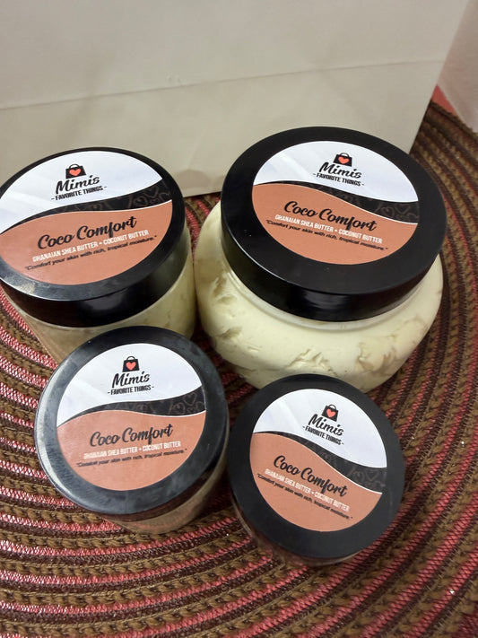 Mimi's Favorite Things Coco Comfort Ghanaian shea butter in four sizes
