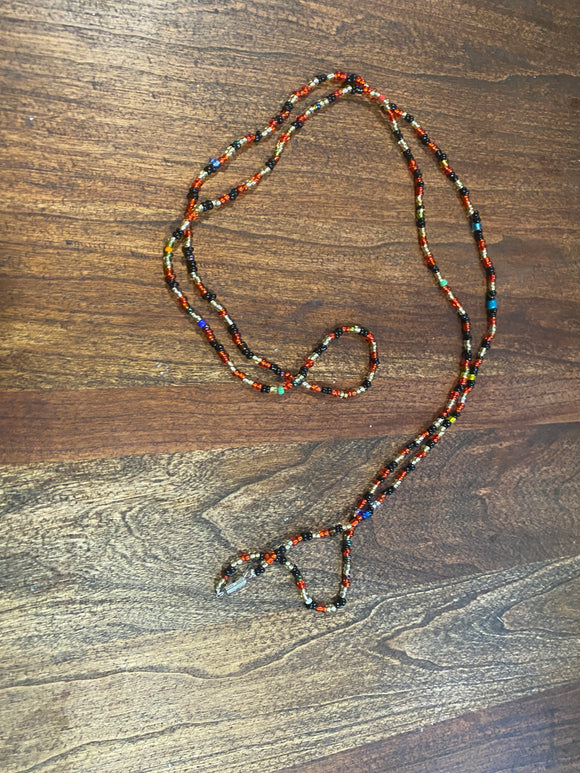 Red and Black Multi Colored Waist Beads- M