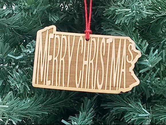 Merry Christmas PA Wooden Ornament