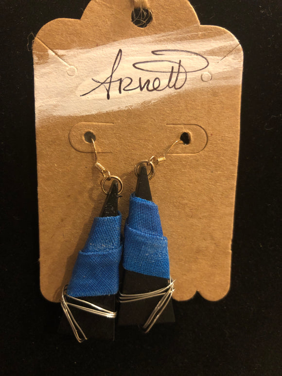 Black and Blue Triangle Earrings