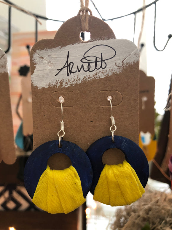 Blue and Yellow Earrings - Circles