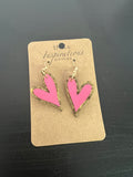 Hot Pink Heart Dangle Earrings