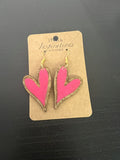 Hot Pink Heart Dangle Earrings