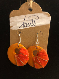 Orange and Red Circle Earrings